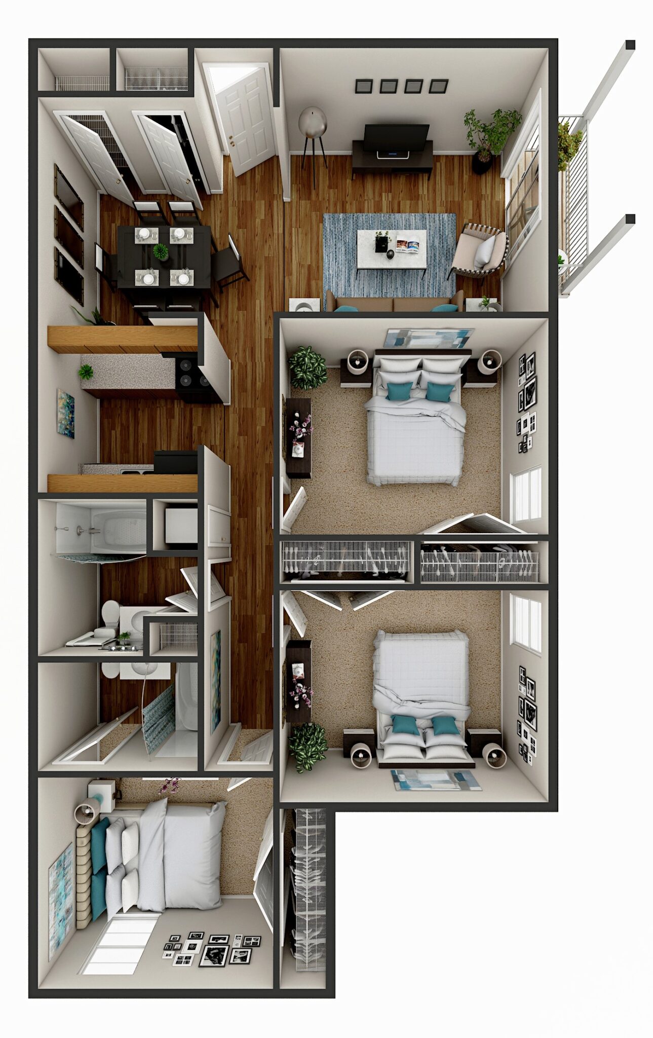 3 Bedroom Apartments in Monroe, Louisiana Floor Plans Town & Country